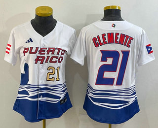 Women's Puerto Rico Baseball #21 Roberto Clemente Number 2023 White World Classic Stitched Jersey,We sell and wholesale Women's Puerto Rico Baseball #21 Roberto Clemente Number 2023 White World Classic Stitched Jersey on line form chian!